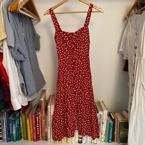 reformation red persimmon floral button up dress